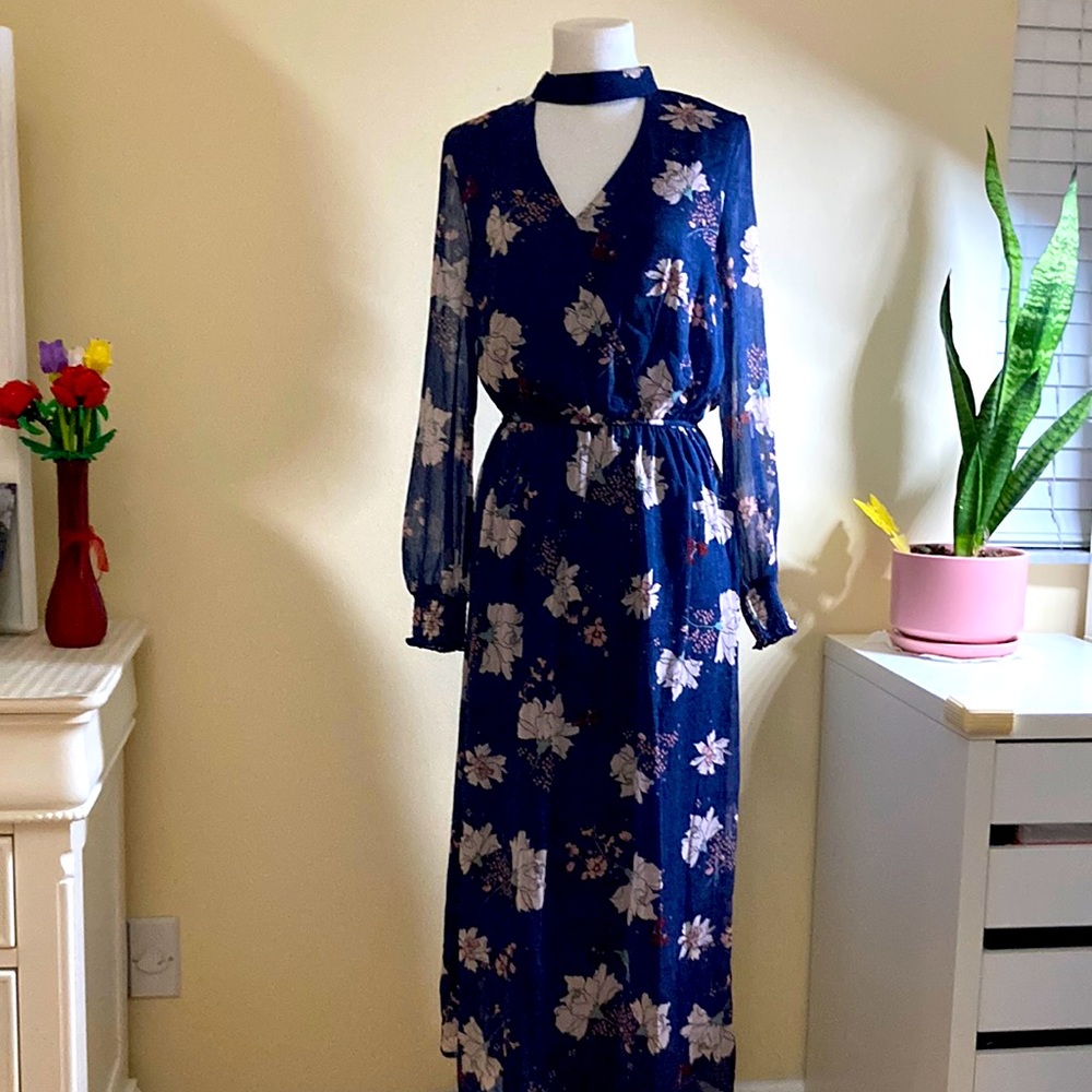 Love fire M maxi long sleeve floral dress